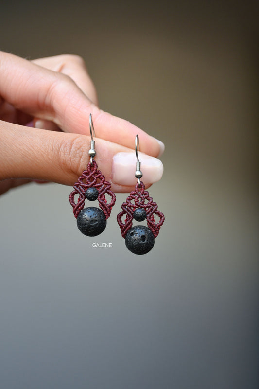 Mini macrame earrings with natural stones - Autumn/Winter